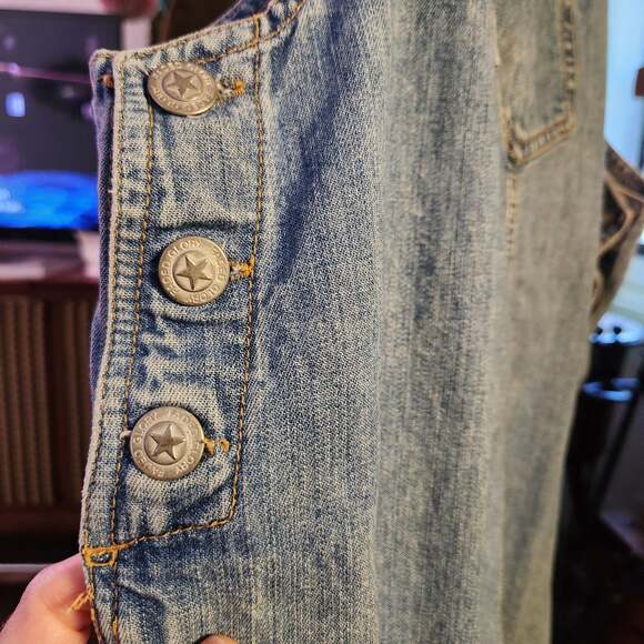Vtg Faded Glory Authentic Wear Women's Med Denim Overall Jumper Mini Dress - Picture 6 of 8